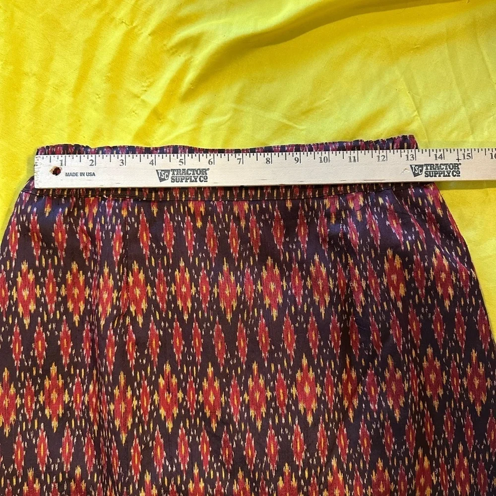 Vintage Alexandra Thai Silk Skirt Suit Set Jacket & Pencil Skirt Ikat Print Sz S